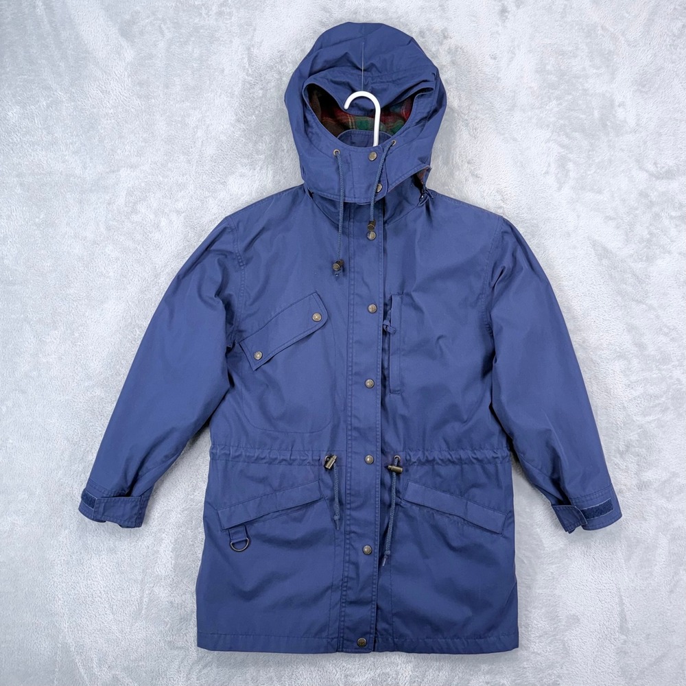Eddie Bauer Mountain Parka Jacket Women Small Blue Vintage Wool Lined Hooded Zip